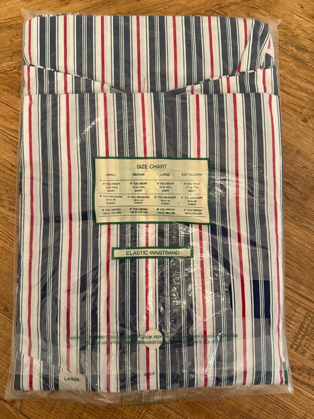 NIP Bill Blass Men’s Pajama Set Large Navy Red White Striped Vintage Sleepwear - Picture 5 of 6